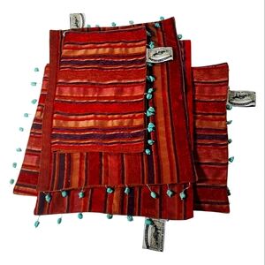 Boho Western Earthy Stone Tassels Western Moments Four Embellished Faux Velvet